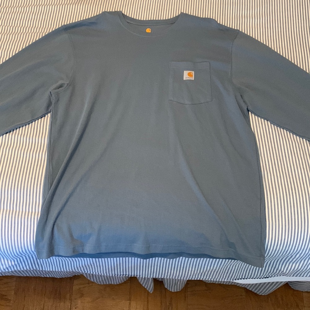 Never been worn Carhartt Long Sleeve T-Shirt with front pocket - Blue - Large